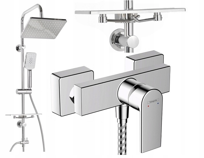 Exponovaný sprchový set Invena Nyks + chrómová sprchová batéria Hansgrohe Vernis Shape